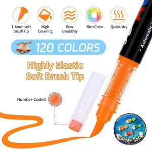 New 360 Colors Acrylic Liquid Marker <b>Set</b> with Brush Tip Dry-Erase & Wet-Erase Ink for Student Art on Paper - Product Image 2