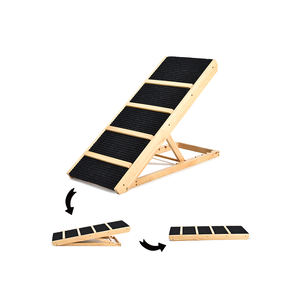 Hunderampe aus Holz für den Innenbereich, umweltfreundlich, höhenverstellbar, faltbar, stabile Haustiertreppe aus Holz - Product Image 2