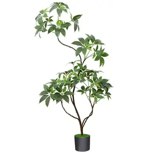 Alta qualidade decoração adereços ornamentos artificial planta verde guarda-chuva árvore decoração simulação planta verde árvore artificial