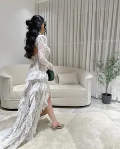 Yfs-Bán Buôn Tùy Chỉnh OEM ODM 2024 Mới Dài Tay Áo Rỗng Backless Dress Ren Sexy Ăn Mặc Mỏng Phù Hợp Với Tính Khí Của Phụ Nữ Mặc