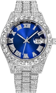 Reloj de pulsera analógico de cuarzo para hombre con diamantes de imitación y cristales, estilo Iced-Out - Product Image 1