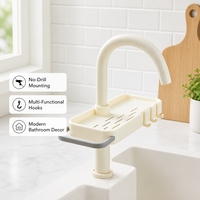 Organisateur polyvalent pour évier de cuisine, support de rangement pour robinet, pour savon et éponge, accessoire de salle de bain