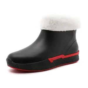 Özel moda yağmur çizmeleri bayanlar su ayakkabısı kısa kauçuk ayakkabı artı sıcak PVC balıkçılık bahçe botları yağmur çizmeleri