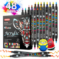 Ensemble de marqueurs acryliques double tête et double couleur U+ NO.333 pour étudiants, séchage rapide, créatif, bricolage, pointe souple, peinture graffiti, papier aquarelle