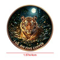 Pièce de monnaie de défi en cuivre fin .999 de 1 oz, motif Tigre saulant dans un ruisseau forestier au lever du soleil sur les montagnes, Bête sauvage, Vente en gros