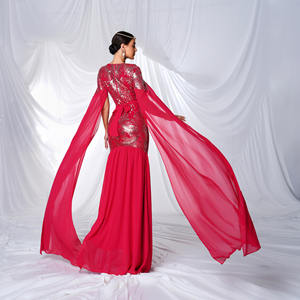 奢华红色晚礼服女性亮片马克西礼服优雅派对礼服婚礼嘉宾舞会宴会时尚服装 - Product Image 3