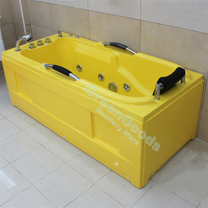 Bañera rectangular de acrílico para <span class=keywords><strong>el</strong></span> hogar, bañera de hidromasaje multifunción con <span class=keywords><strong>chorro</strong></span> de aire, color amarillo - Product Image 4