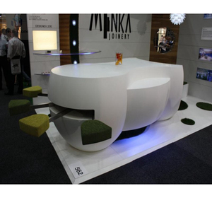 White Backlit <strong>Triangle</strong> Shape Contemporary Marble Stone <strong>Bar</strong> Counter Table for Hotels &amp; Schools - Product Image 3