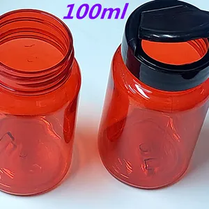 PET rojo 100mL píldora botella de plástico cápsula contenedor píldora botella de plástico cápsula medicina botella con sello de inducción