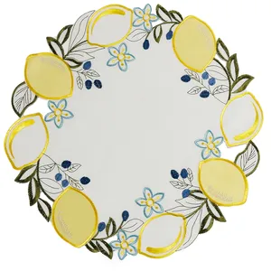 OWENIE lemon place mats round flower cutwork customized luxury summer fruit placemats for dinning kitchen table