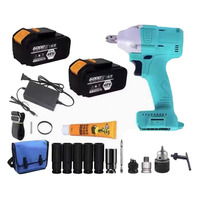 Ensemble d'outils électriques sans fil sans balai au lithium 18V/24V rechargeables industriels comprenant une meuleuse d'angle et une clé pour les projets de bricolage