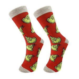 Chaussettes mi-mollet en polyester tricoté pour homme, absorbant la transpiration, avec motif <span class=keywords><strong>de</strong></span> Noël créatif du <span class=keywords><strong>Grinch</strong></span>, personnalisables - Product Image 6