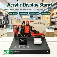 Support d'affichage pour écouteurs en acrylique en forme de L imprimé UV personnalisé, vitrine pour téléphone portable, pour magasin d'électronique et d'enceintes