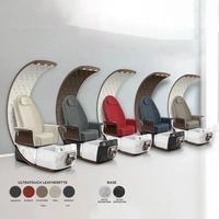 Chaise de pédicure légère et luxueuse pour onglerie, spa, lit de massage réglable avec bassin de bain de pieds rond en acrylique moderne pour salon de manucure moderne