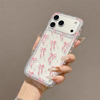 Coque de téléphone tendance rose à motif nœud papillon pour iPhone 18 17 16 15 14 13 Pro Max, transparente, souple et antichoc