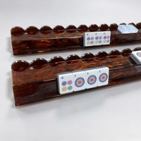 Support de Mahjong en Acrylique Marbré Caramel Swirl de 20 Pouces avec Poussoir Magnétique, Compatible avec les Tuiles de Mahjong Américaines de 1,5 Pouce