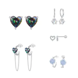 925 Sterling Silver Fashion Jewelry Earring Fine Jewelry Custom Making Wholesale Lotus Vintage Heart Flower Simple Stud Earrings