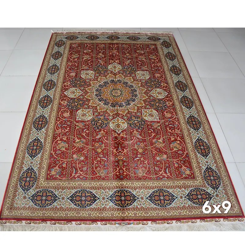 260 linie 6 "x 9" hand verknotet seide teppich vintage ROT persische handgemachte teppiche und teppiche wohnzimmer