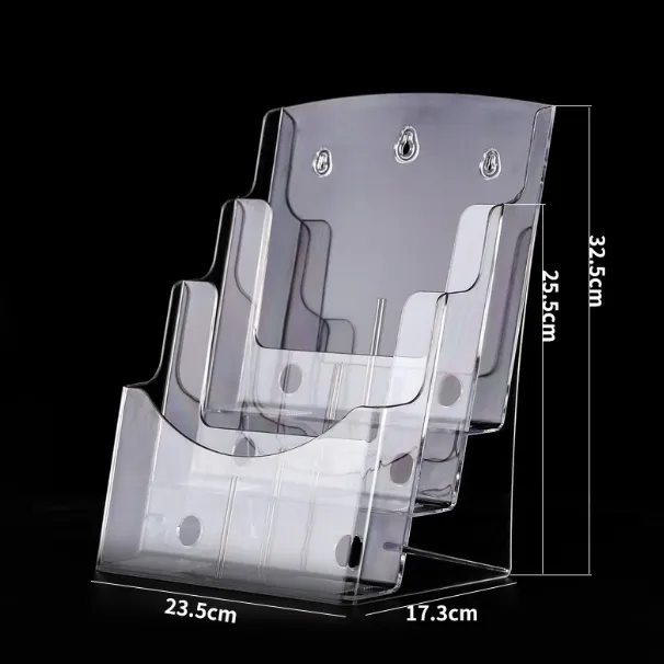 맞춤형 투명 3 단 전단지 브로셔 홀더 플라스틱 전단지 매거진 홀더 디스플레이 전용 벽걸이