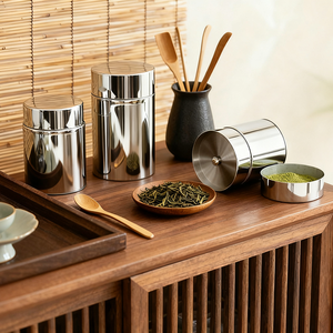 Recipiente Hermético de 300 ml para Almacenamiento de Especias, Doble Tapa, Acero Inoxidable, Contenedor para Matcha, Lata para Té, para Cocina - Product Image 1