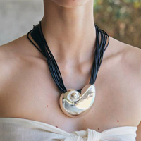 Aleación exagerada Ocean Series Conch Shell colgante collar chapado en oro joyería