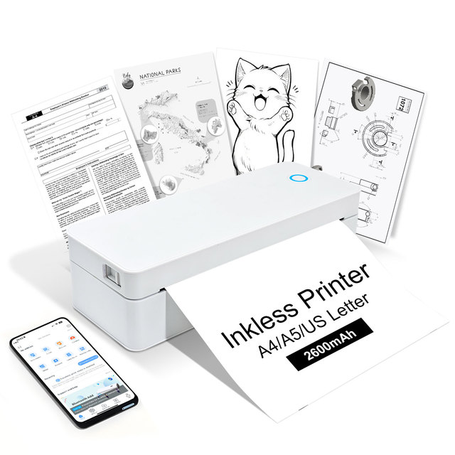 No Ink Portable Pocket Photo Document Printer Portable Digital Wireless Mobile Phone A4 Thermal Printer