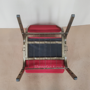 Chaise d'église en métal rembourrée et empilable, siège d'auditorium interlock rouge bordeaux, chaise de théâtre rembourrée, en promotion - Product Image 6