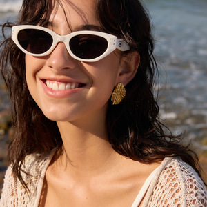 Irregular Gold Tone Stud Earrings Titanium Steel Post Fashion Jewelry For Women - Product Image 3