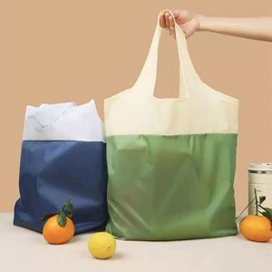 Custom Recycled Jumbo <b>Folded</b> Bag Eco Friendly Foldable Reusable Grocery Supermarket Polyester Shopping Tote Bag Polyester Fabric - Product Image 3