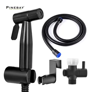 PINEBAY Acero inoxidable mate negro Shattaf inodoro bidé inodoro PISTOLA DE PULVERIZACIÓN de mano bidé rociador para inodoro