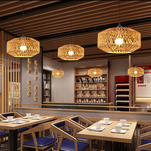 Bamboo Lantern Pendant Lamp Natural Rattan LED Hand-Woven Lighting Fixture Hanging <b>Light</b> Home Restaurant Living Room Chandeliers - Product Image 3