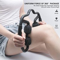 Anneau de yoga à 4 roues en caoutchouc souple Bâton de massage en mousse plastique Relaxation musculaire des jambes Visage Tête Bras Accessoires de massage sportif