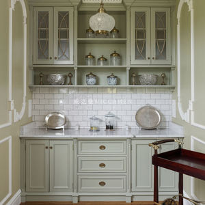 Armoires de cuisine modulaires personnalisées, buffet intégré, montage mural, bois massif, finition laquée, en forme de L, 5 tiroirs, écologiques - Product Image 3