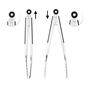 Plump Stainless Steel Barbecue Tongs Serrated Heat Resistance For Grilling Meat Steak Outdoor BBQ Flipping Tool - Product Image 3