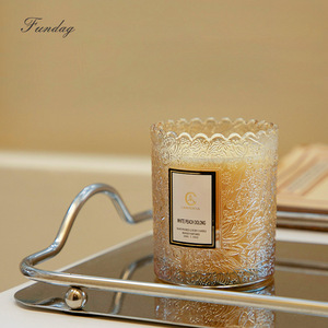 Aromatherapy <b>Candle</b> Cup Gift Embossed Glass Cup Plant-Based Smokeless Scented <b>Candle</b> Wholesale Valentine's Day Decoration Suppli - Product Image 2