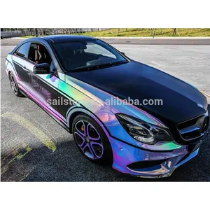 Película holográfica de vinilo para coche, revestimiento para coche, color plateado, cromado, arco iris