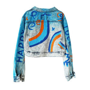 Chaqueta vaquera de mujer estilo retro Y2K con grafitis pintados a mano, holgada y a la moda, ¡la más vendida! - Product Image 2