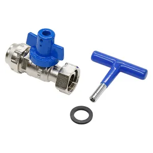 BWVA Lockable Water Meter Valve Brass Straight Lockable Ball Valve With Swivel Nut And PE End For Water Meter