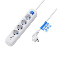 Multiprise PHEIYON 4 prises UE avec ports de charge USB-A et USB-C, 16A 3680W, interrupteur principal marche/arrêt, pour usage hospitalier