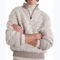 Pull en maille jacquard côtelé à col montant et fermeture éclair, coupe oversize, pour homme, tendance