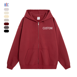 Sweat-shirt à capuche zippé unisexe rétro de haute qualité, personnalisable, 300 g/m², poids lourd, style streetwear, pour l'hiver - Product Image 1