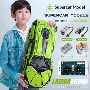 ランボスポーツカーGini組み立て式ビルディングブロック機械式グループモデルカーリモートコントロールABS組み立ておもちゃに対応 - Product Image 1