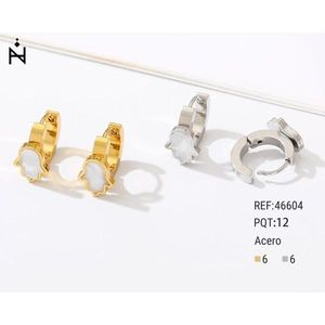 Orecchini a Cerchio Angelina con Design a Conchiglia Palmare in Acciaio Inossidabile Oro e Argento 6mm Stile Classico Unisex - Product Image 1