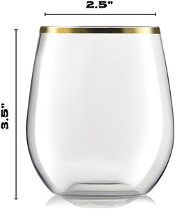 Verre à vin incassable en <span class=keywords><strong>plastique</strong></span> PET à bord doré de 12oz Flûtes à <span class=keywords><strong>champagne</strong></span> et whisky en <span class=keywords><strong>plastique</strong></span> sans pied pour bar - Product Image 2