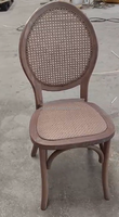 Chaise de salle à manger en rotin avec dossier en bois massif, empilable, pour hôtel, banquet, jardin, restaurant, chaise en bois tressée à la main, gain de place