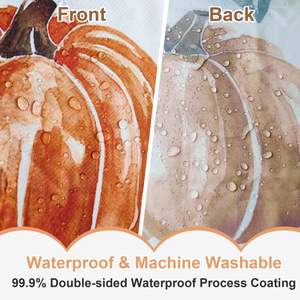 Rideau de Douche Floral Citrouille Personnalisé en Gros, Séchage Rapide, Installation Facile, Durable, Ensemble de Rideaux de Douche Halloween - Product Image 6