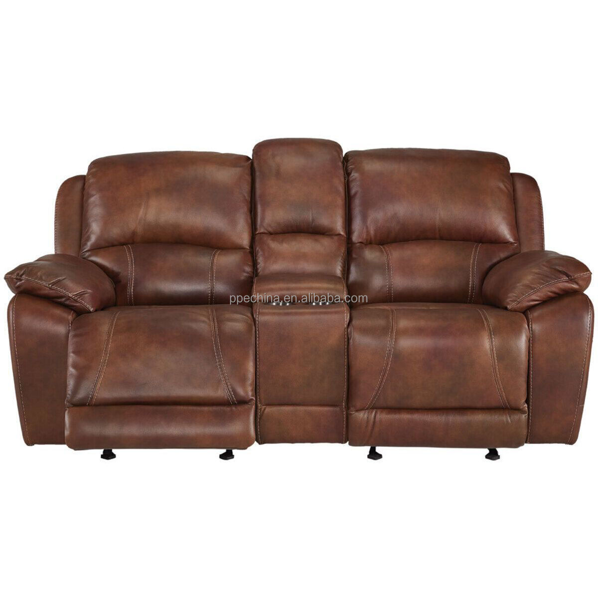 Luxury Modern Design Sofa For Living Room Reclining Console Loveseat Leather and Fabric Customized