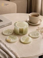 Ensemble de sous-verres en marbre naturel de luxe moderne YUSHI, dessous de verre en pierre veinée unique pour projets de design haut de gamme et décoration intérieure