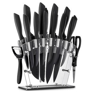 <span class=keywords><strong>Cuchillos</strong></span> de cocina <span class=keywords><strong>profesionales</strong></span> de acero inoxidable, raspador de parrilla negra, afilador de carbono, juego de <span class=keywords><strong>cuchillos</strong></span> chinos con soporte acrílico, 16 piezas - Product Image 1