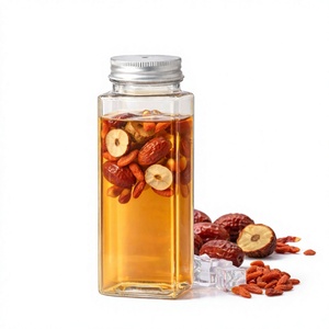 Bouteille carrée PET VN300-33 de 300 ml avec bouchon à vis, transparente, durable, légère, pour l'emballage des boissons gazeuses - Product Image 1